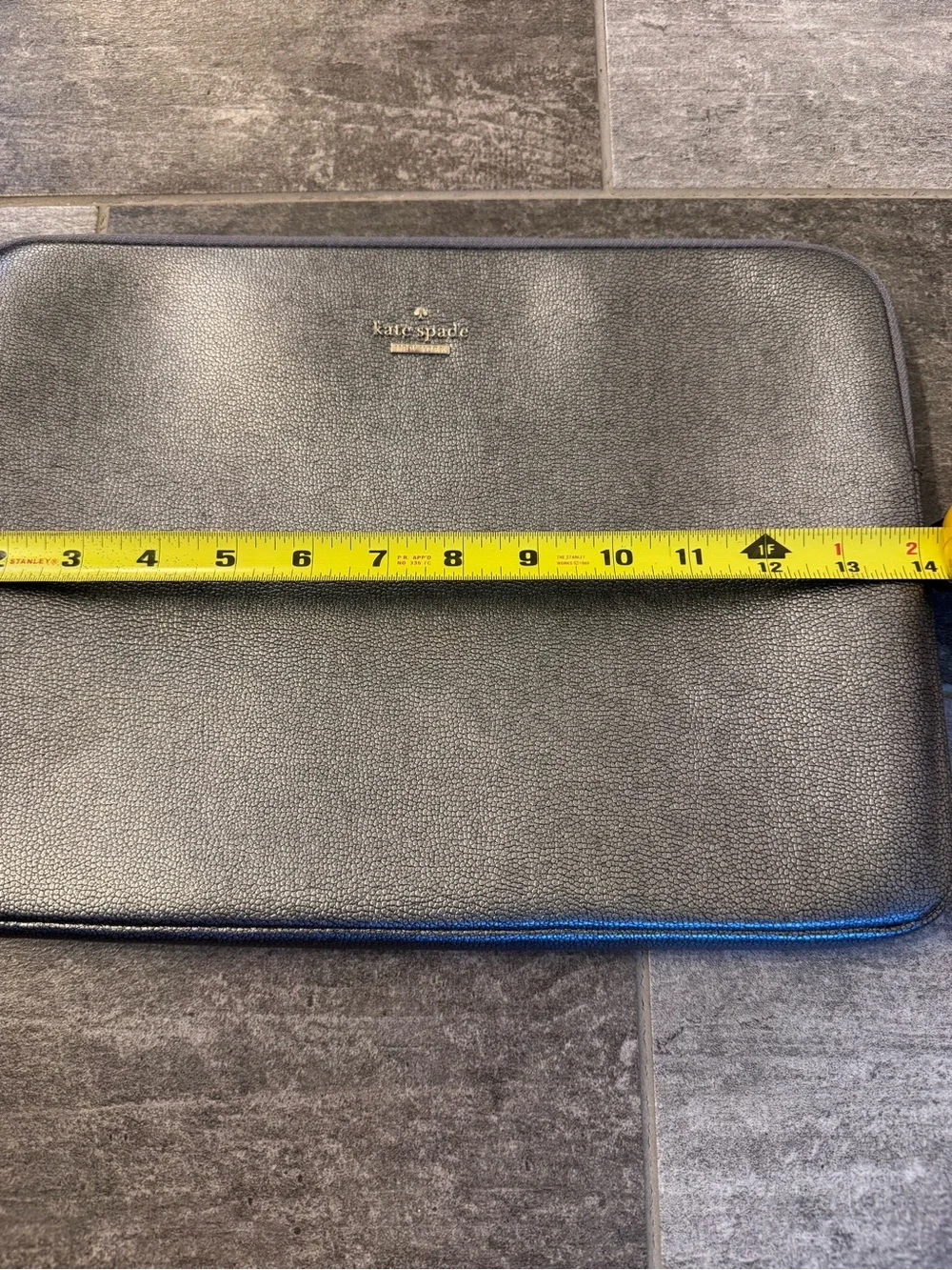 Kate Spade New York metallic silver Pebbled Leather Laptop Sleeve